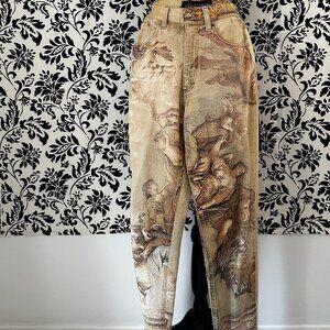Roberto Cavalli Hand Painted Jeans Size 0 Inseam 30 inches